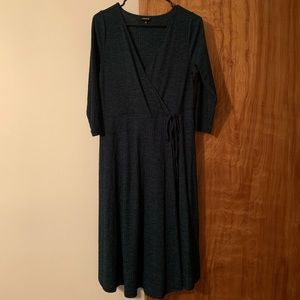 Torrid Green/Black Ribbed Wrap Midi Dress